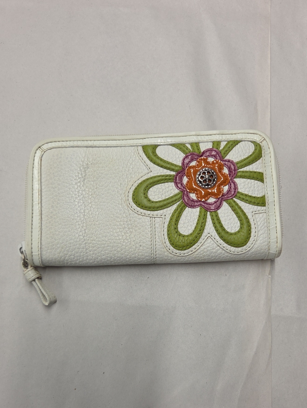 Brighton 'Joya Collection' White Zip-Around Wallet with  Flower